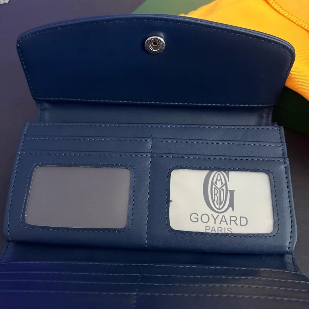 Fashion Blue Long Wallet Trifold Snap Closure - Picture 13 of 16